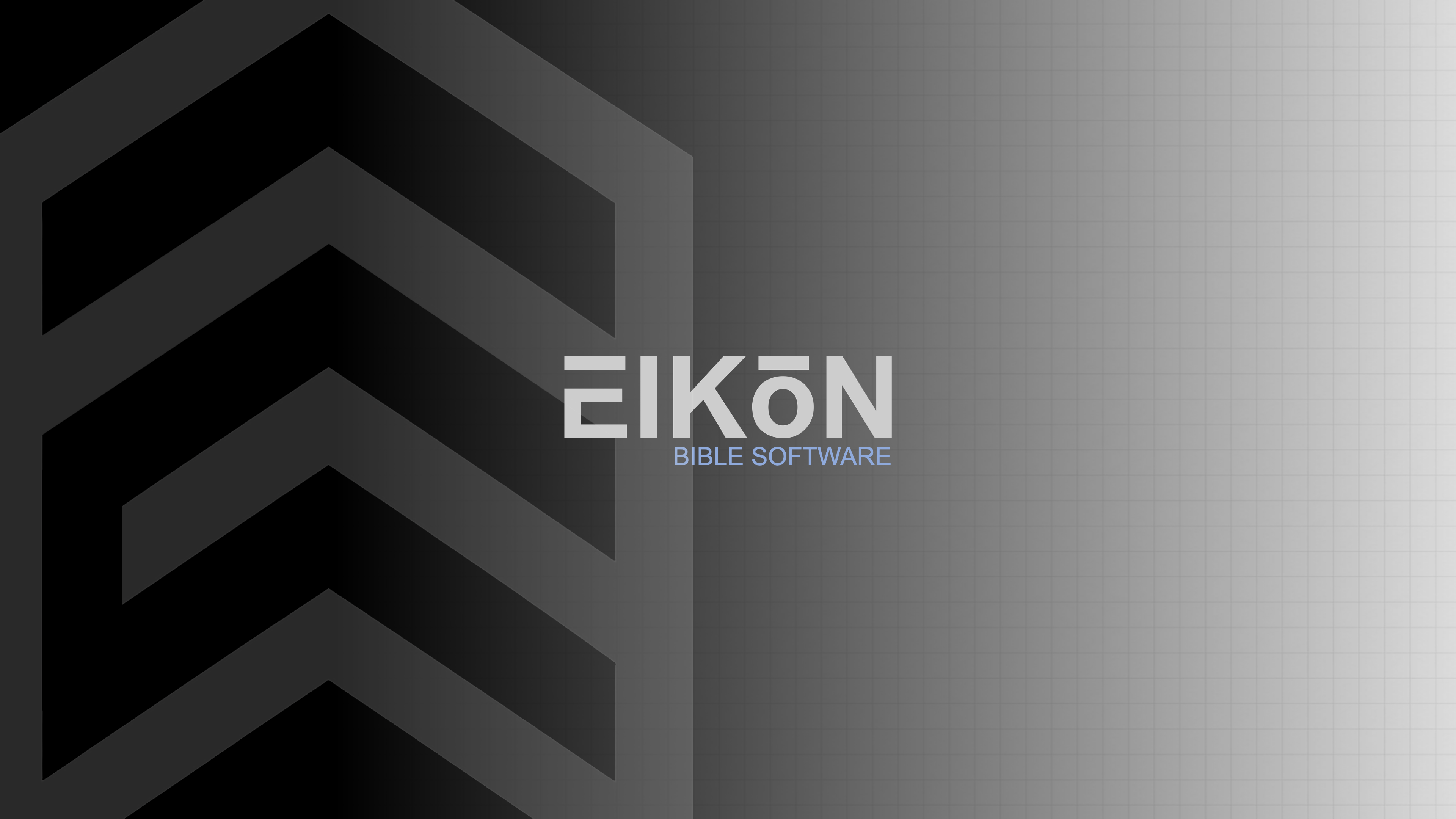 Light Eikōn Bible Software wordmark and emblem on a dark gradient grid